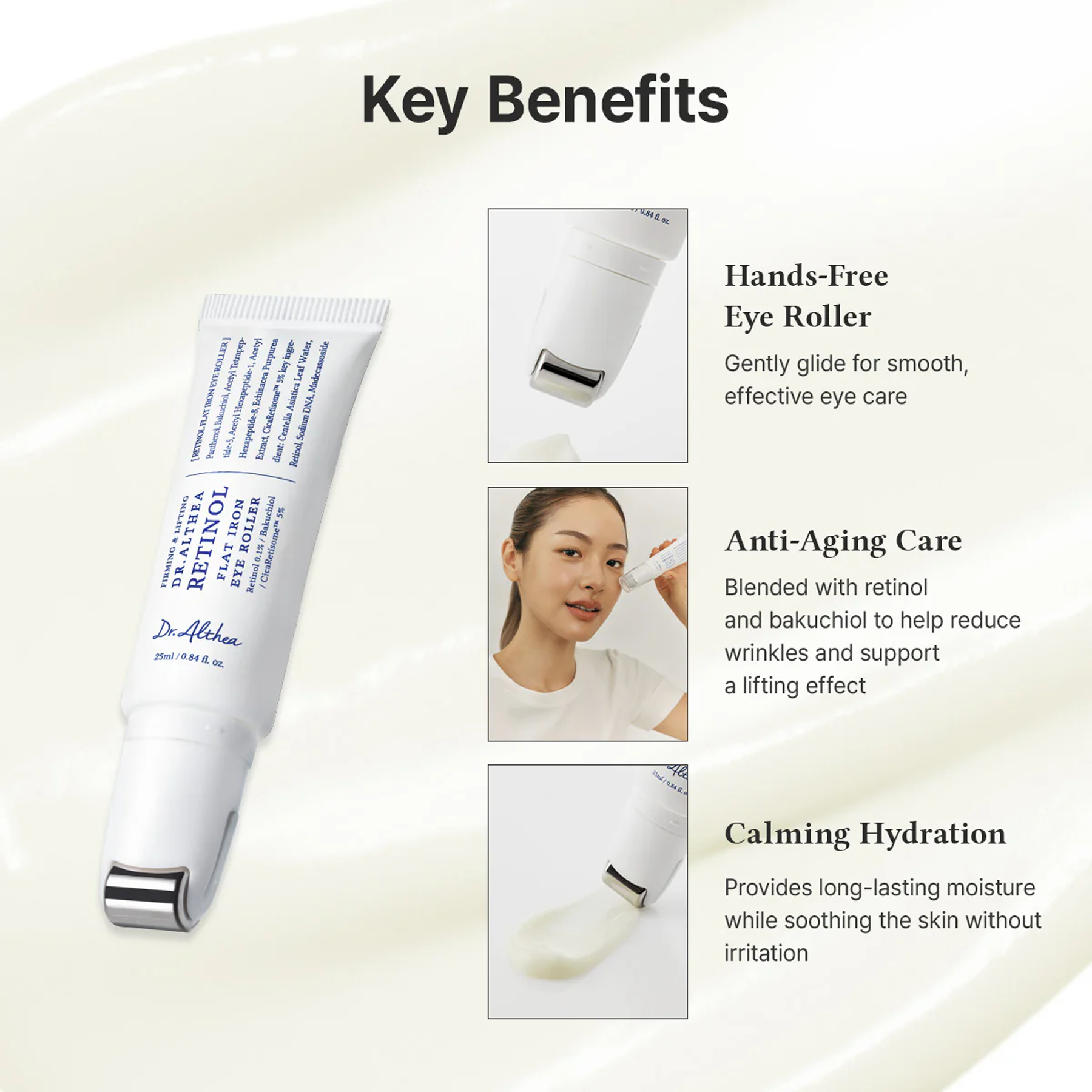 Key Benefits of using Dr.Althea Retinol Flat Iron Eye Roller
