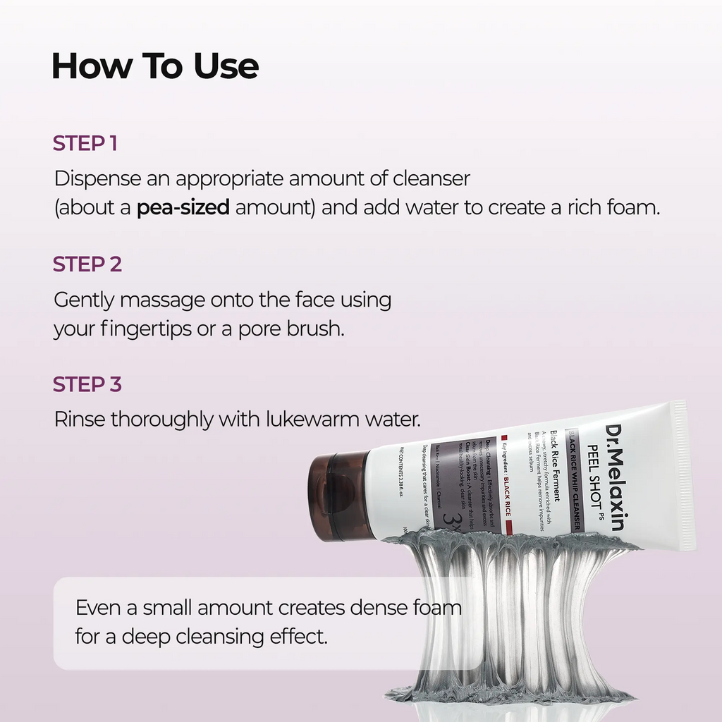 Advantages of using Dr.Melaxin Black Rice Whip Cleanser