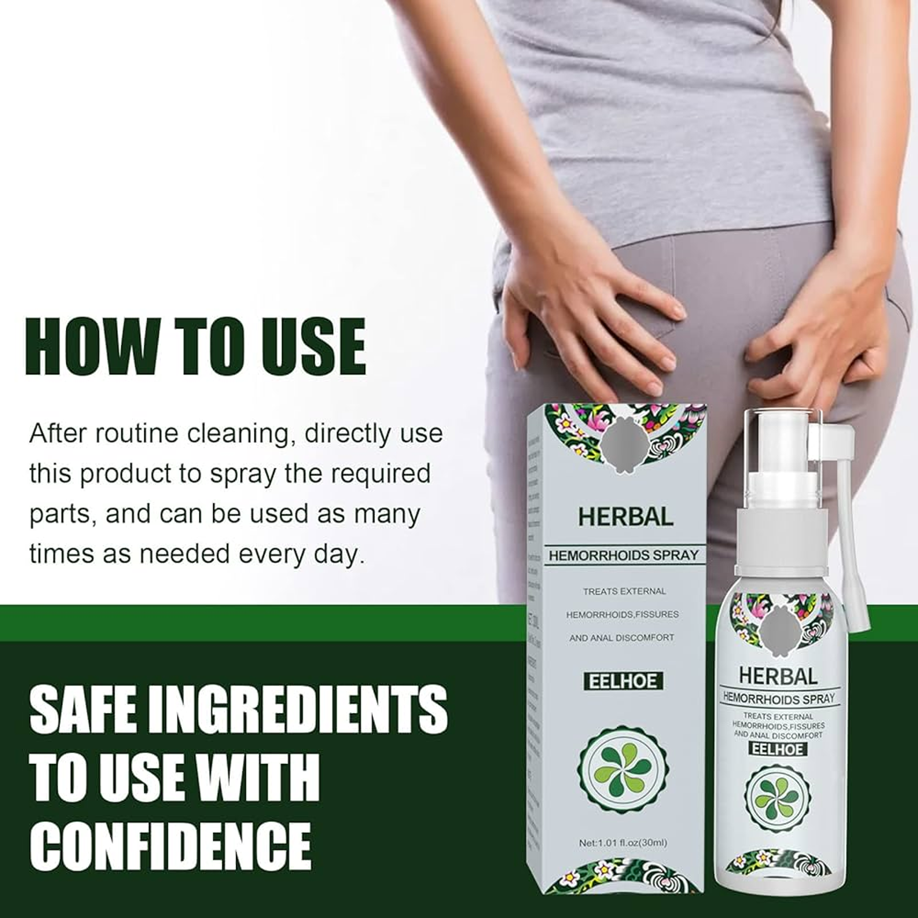 How to use a Eelhoe Herbal Hemorrhoids Spray