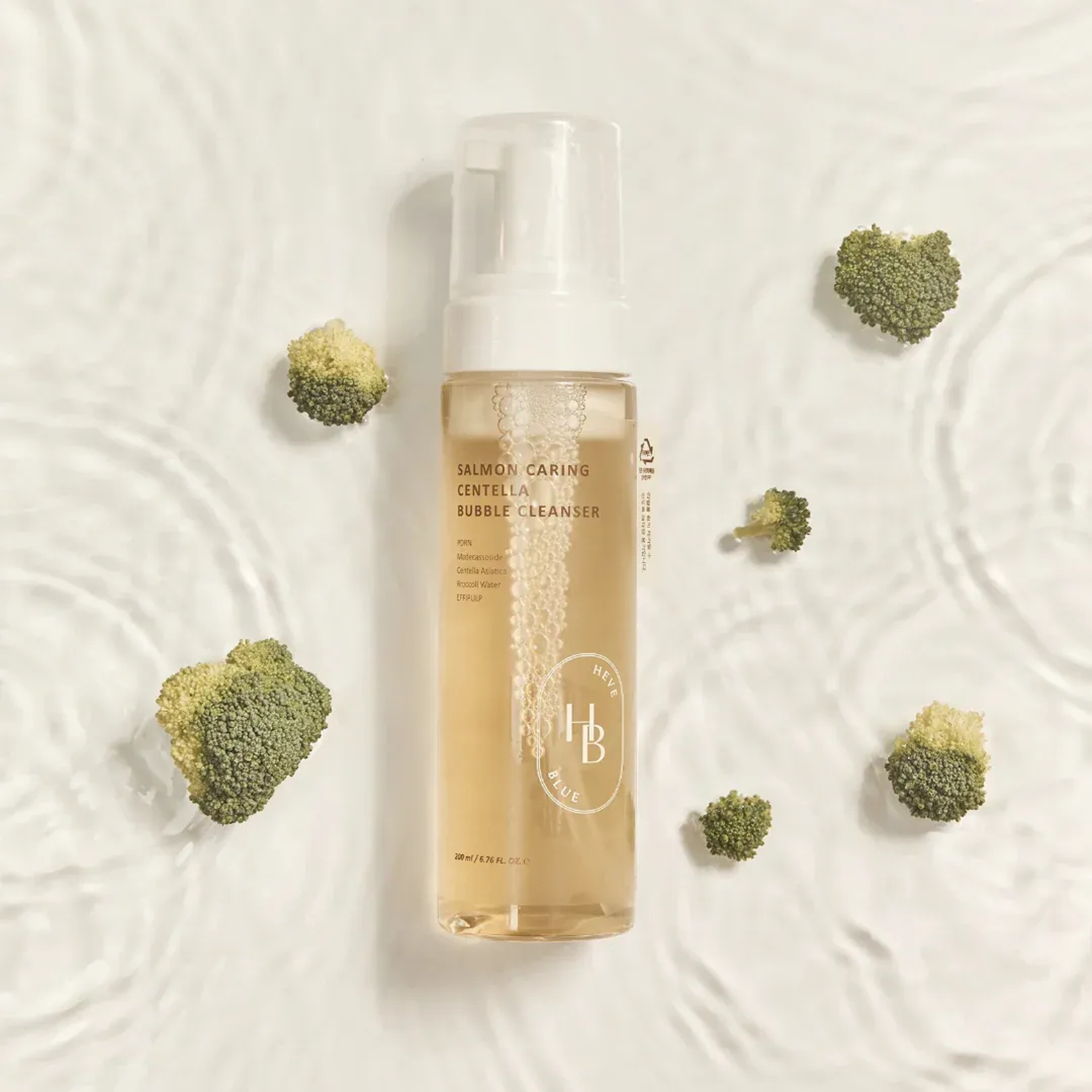 HEVEBLUE Salmon Caring Centella Bubble Cleanser available on qasrjamal store