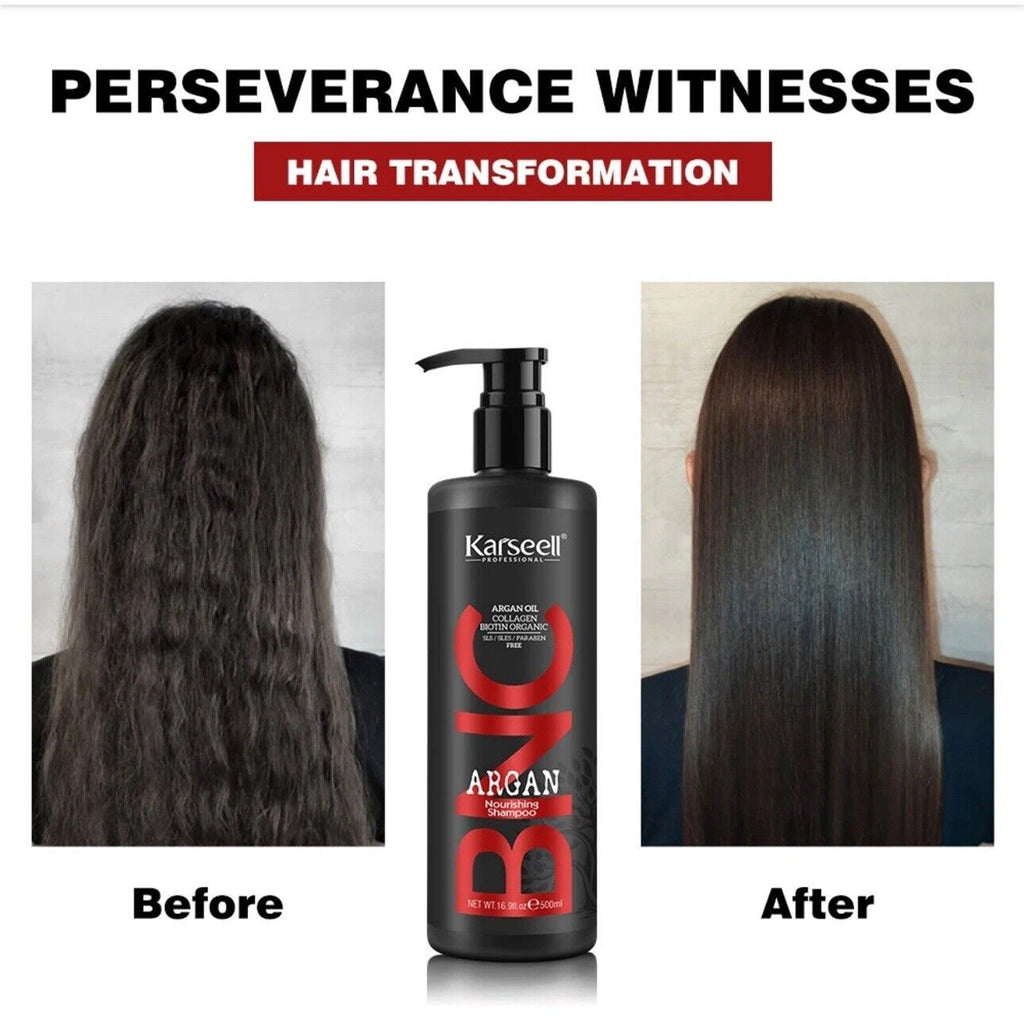 Before and After usage of Karseell BNC Argan Nourishing Shampoo