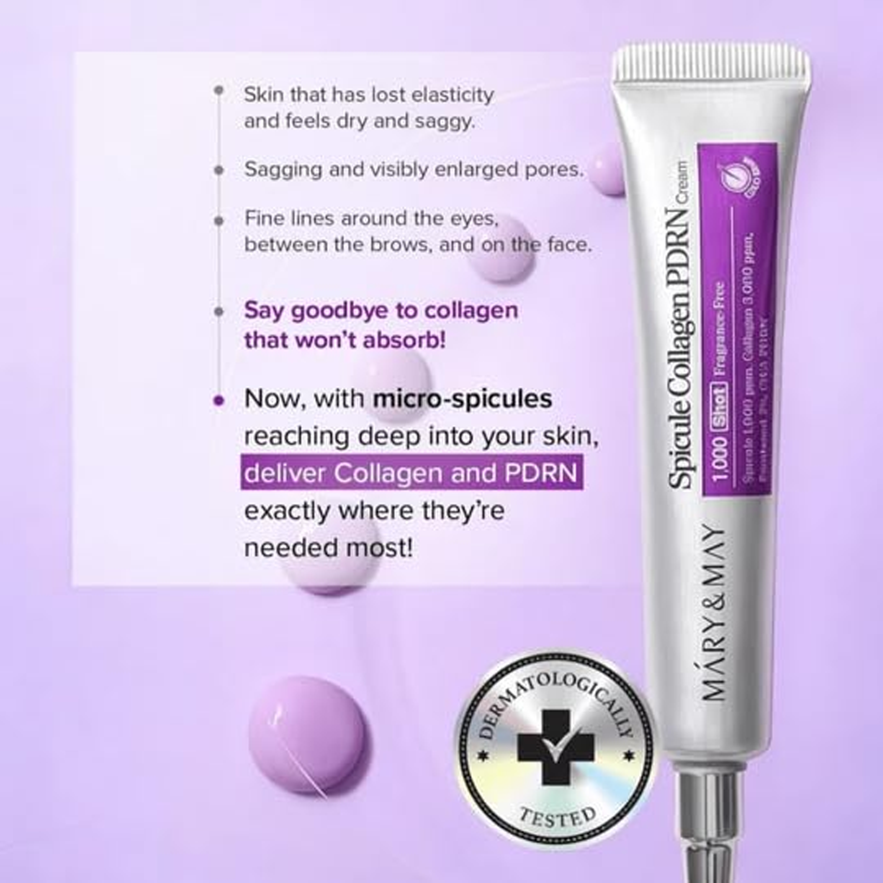 Key Benefits of using Mary & May Spicule Collagen PDRN Cream