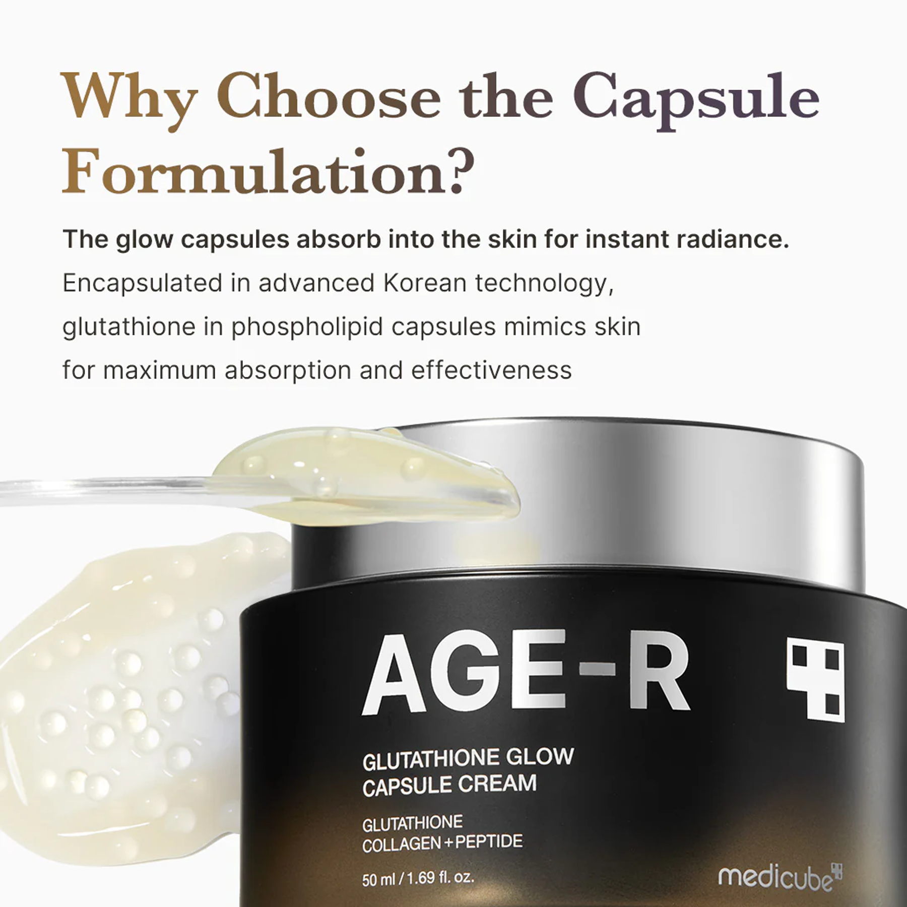 Advantages of using Medicube AGE-R Glutathione Glow Capsule Cream
