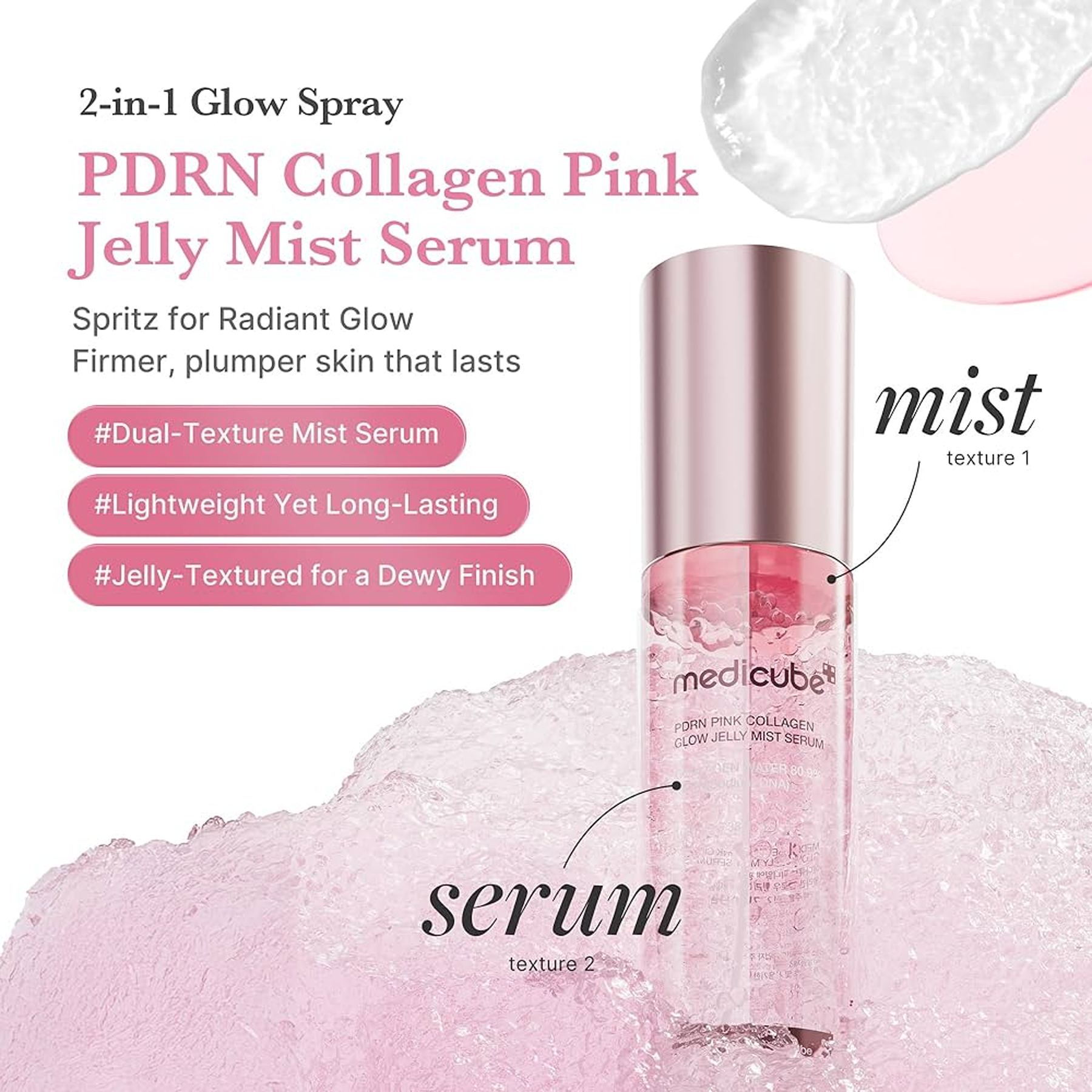 Key Benefits of using Medicube PDRN Pink Collagen Glow Jelly Mist Serum