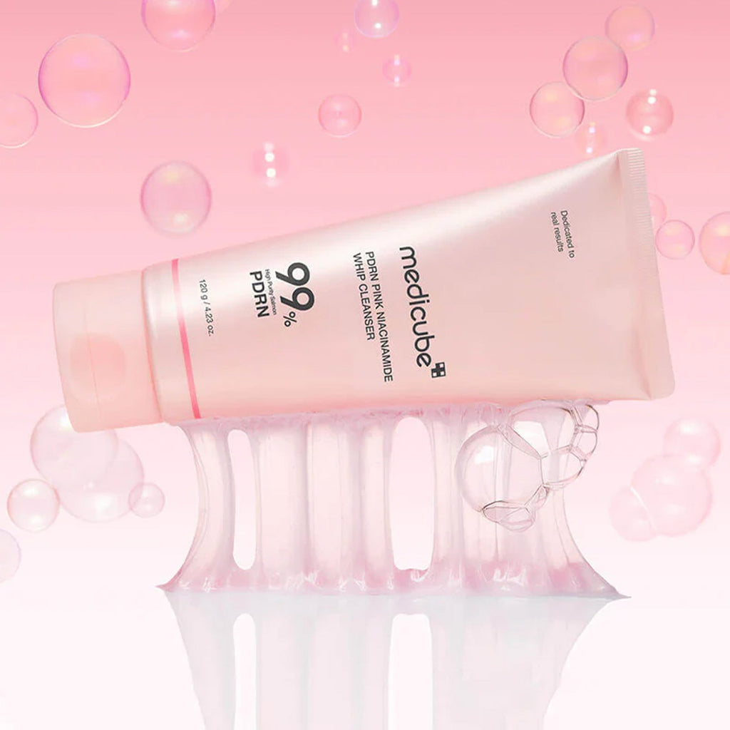 Medicube PDRN Pink Niacinamide Whip Cleanser available on qasrjamal store