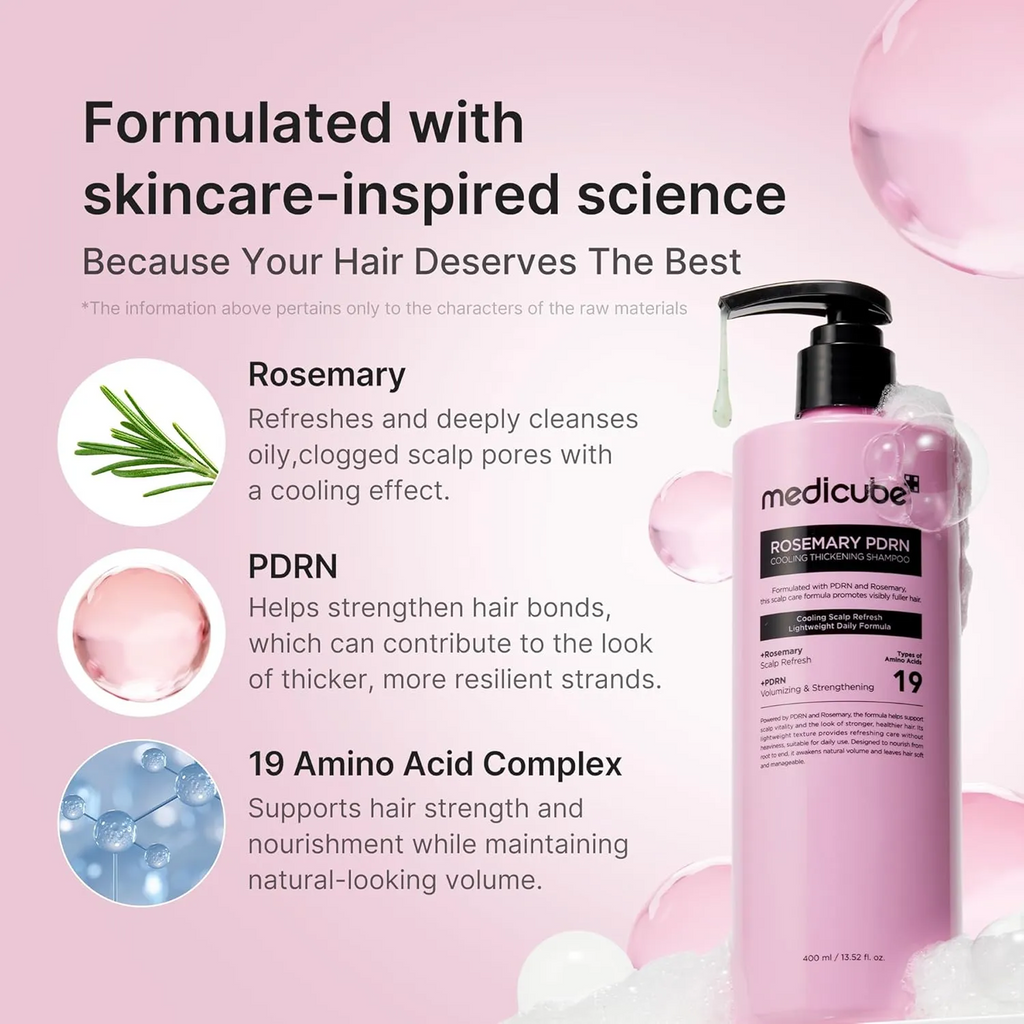 Benefits of using Medicube Rosemary PDRN Cooling Thickening Shampoo