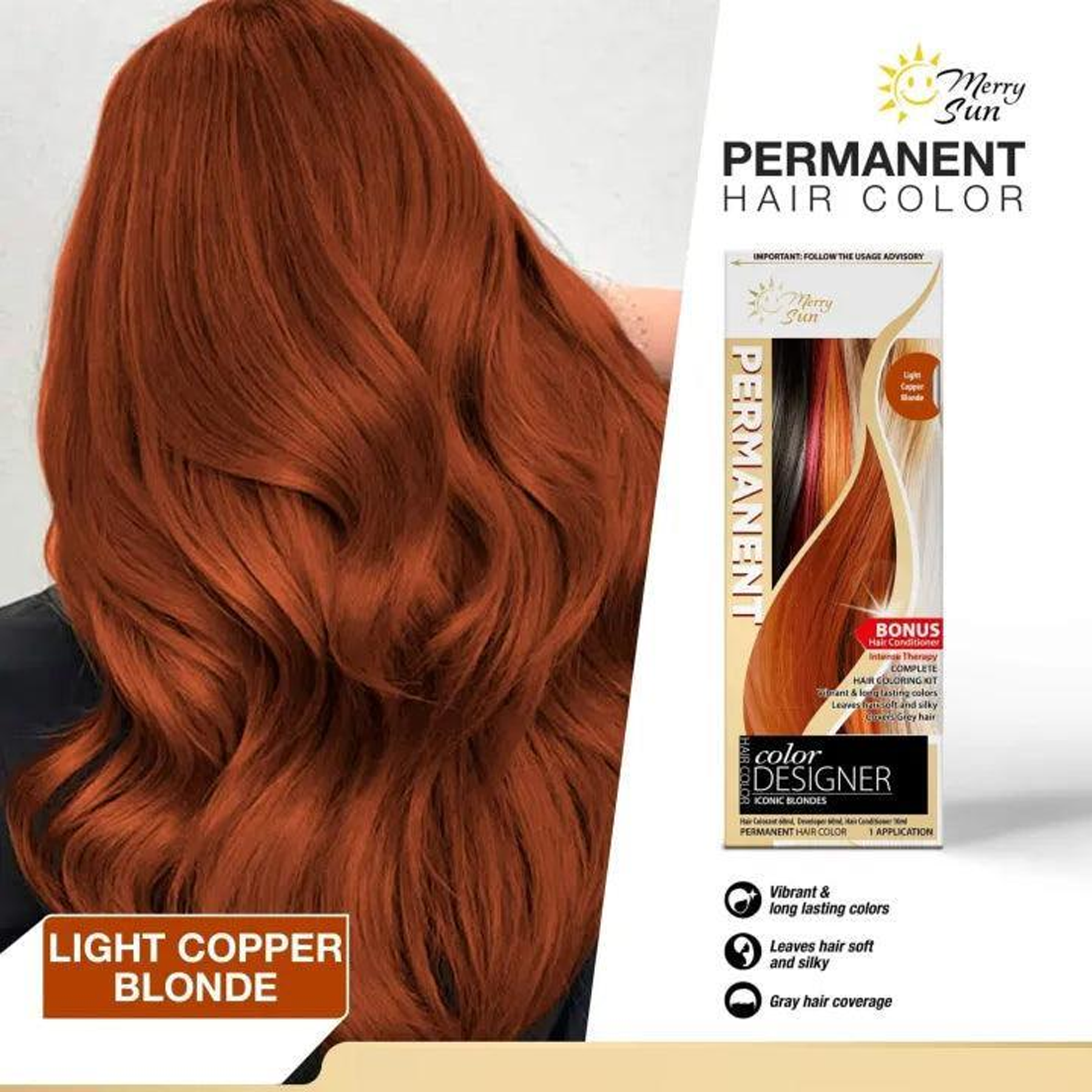 The product of Merry Sun Permanent Hair Color Light Copper Blonde