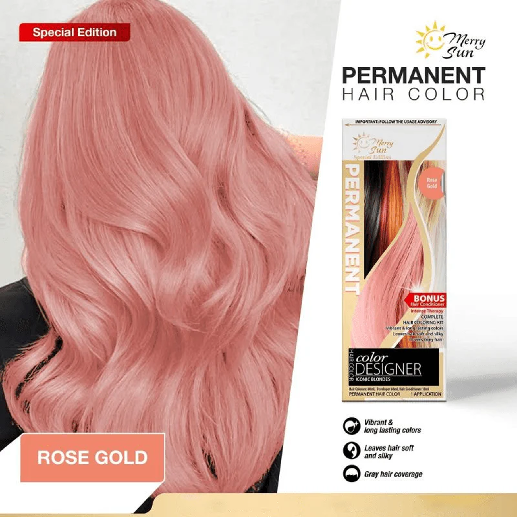 The product of Merry Sun Permanent Hair Color Rose Gold
