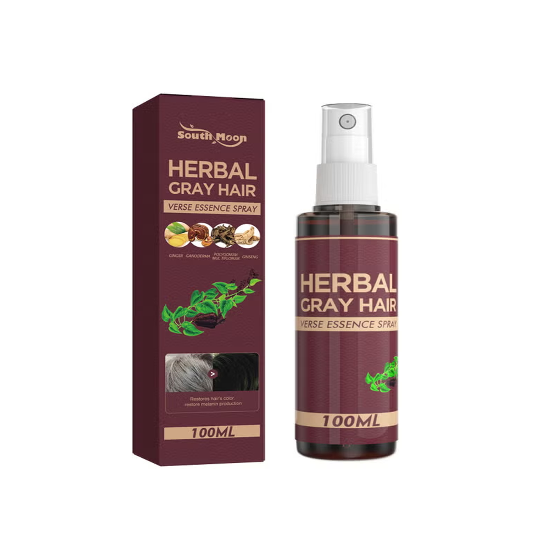 The product of South Moon Herbal Gray Hair Spray