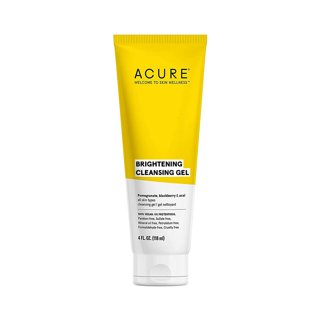 Acure Brightening Cleansing Gel - Gentle and effective cleanser with triple antioxidant blend. Suitable for all skin types.